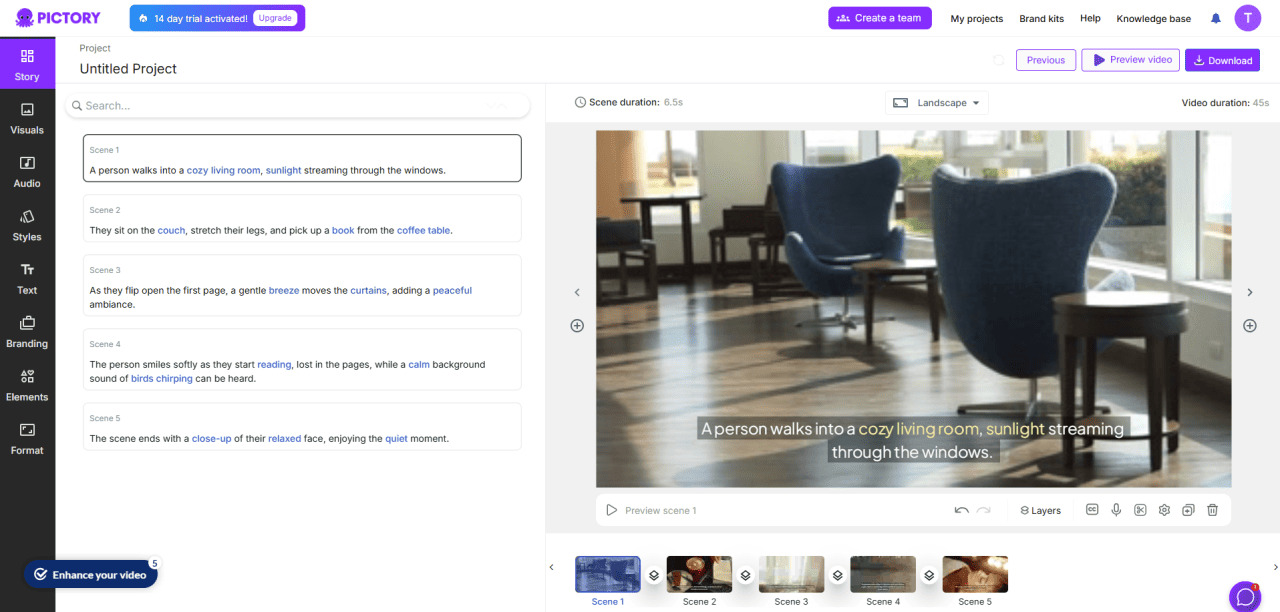 Pictory - AI 영상 생성 편집기