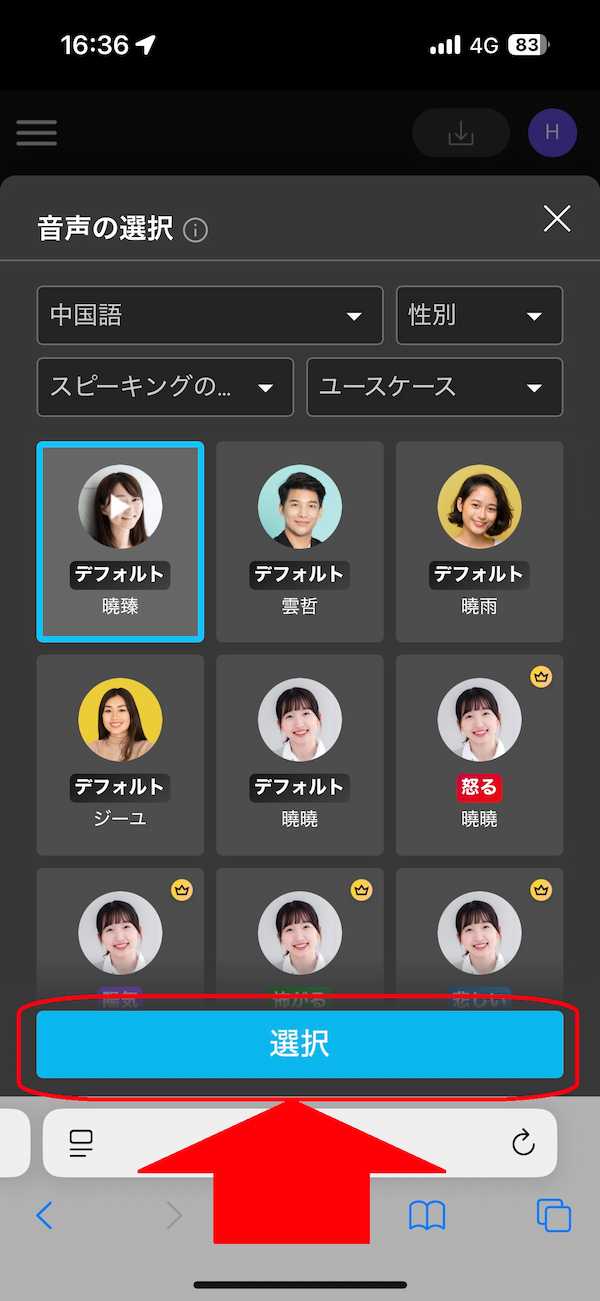 MyEdit 「中国語」に切り替え 「選択」2