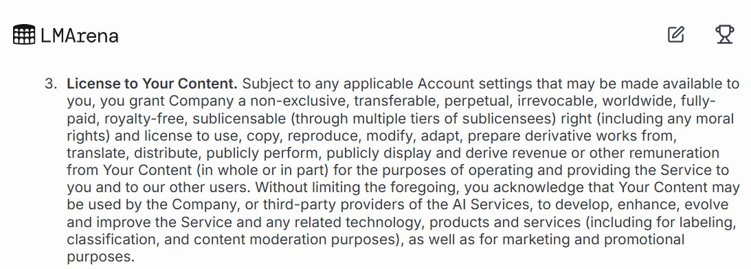LMArena使用條款