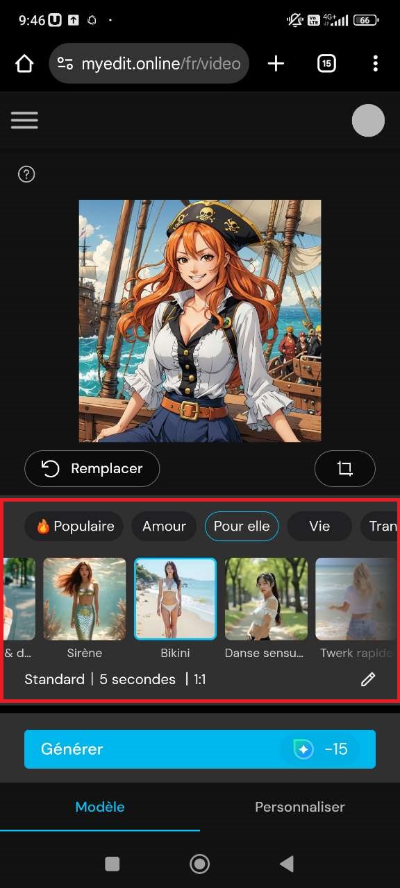 Choisir un modèle d’animation pour Nami sexy