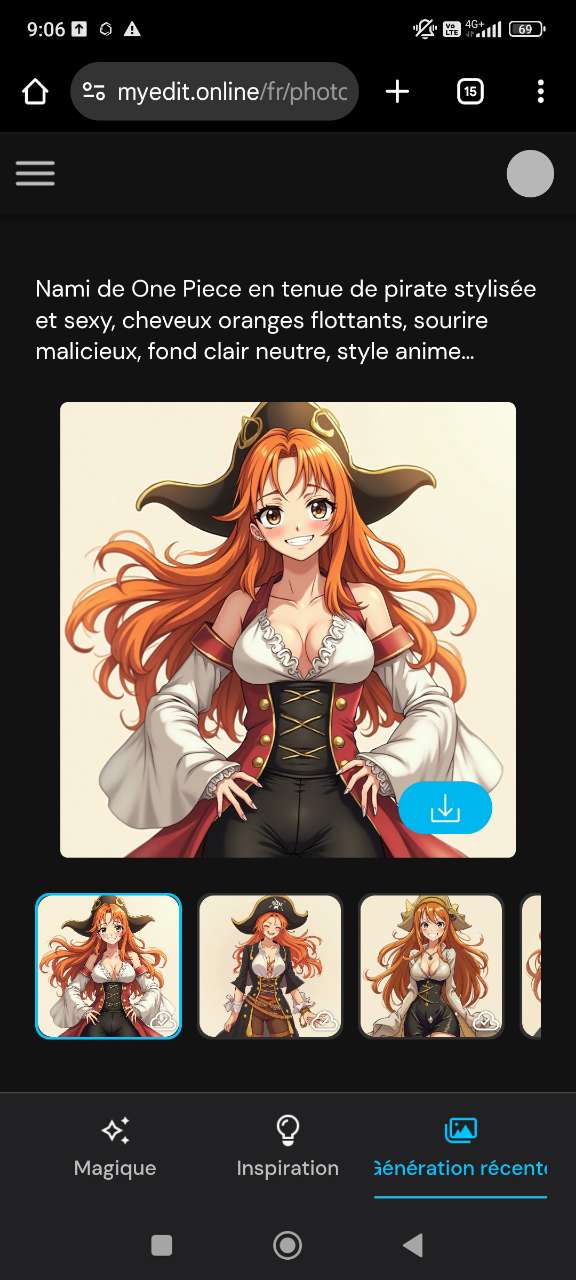 Résultat final Nami sexy générée par IA