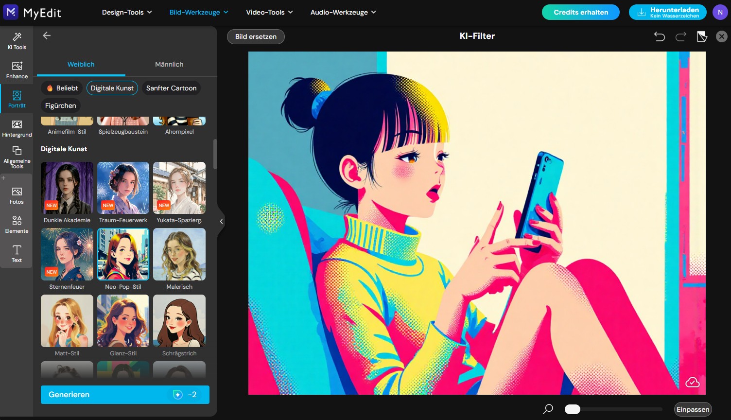 MyEdit KI-Pop-Art-Kunstfilter