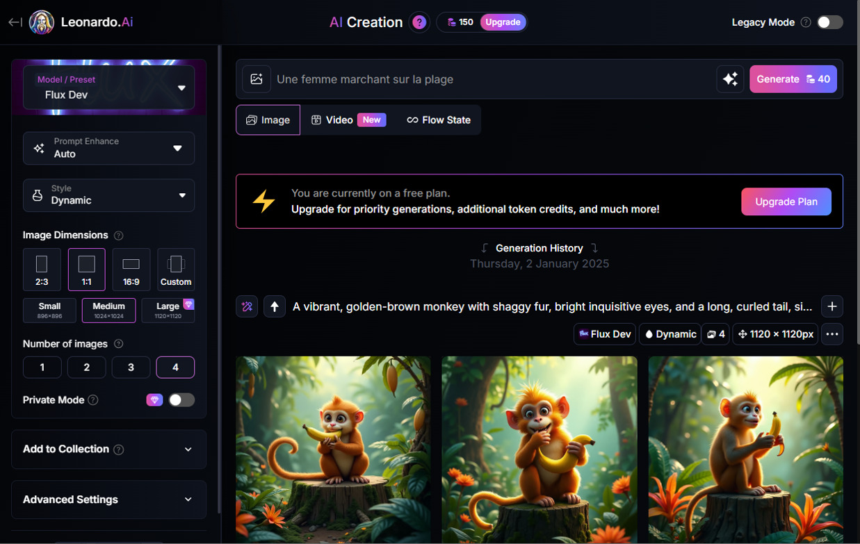 Différents styles proposés par Leonardo AI