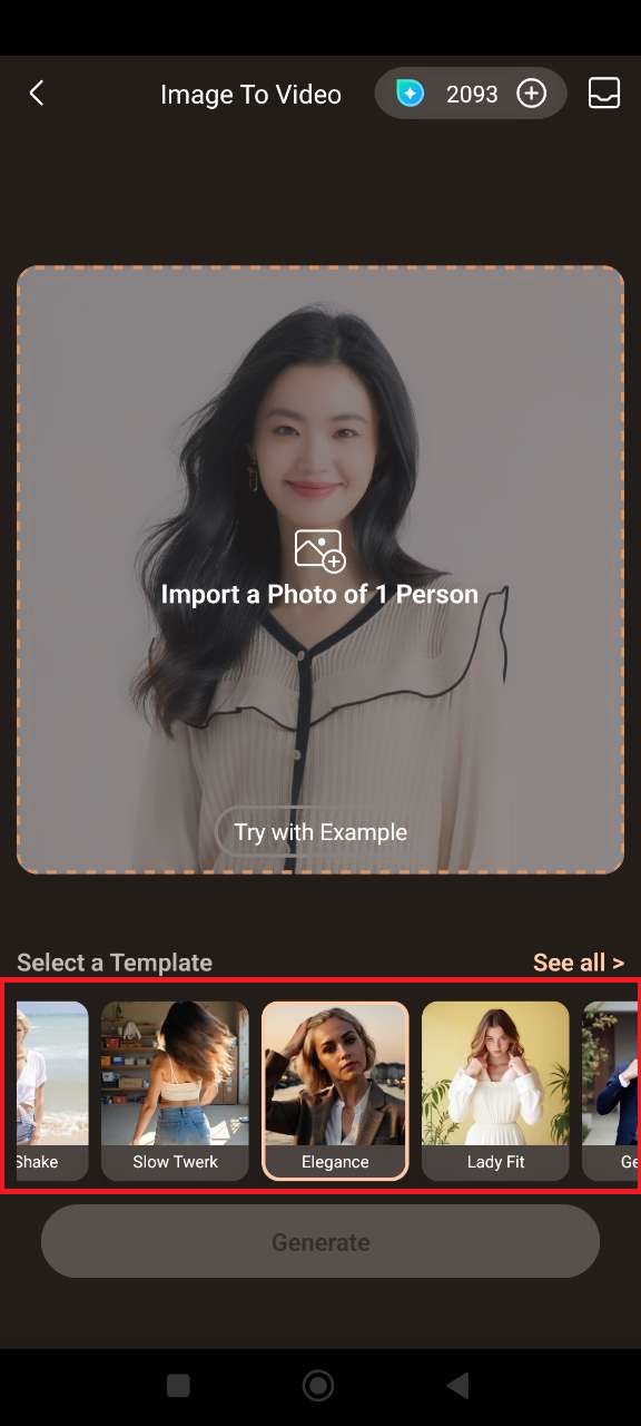 Selecting Spin 360 animation template in PhotoDirector