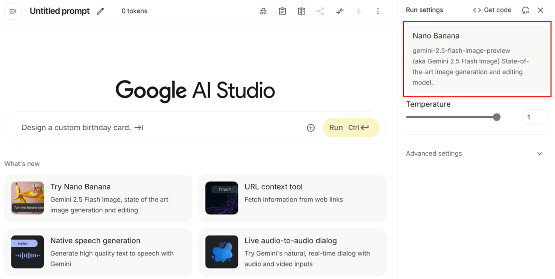 Interfaz de Gemini para acceder a Nano Banana