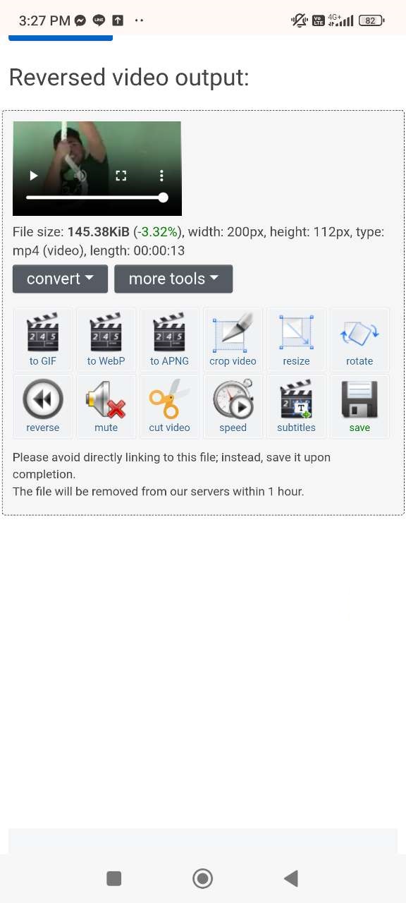 Processing video in reverse on Ezgif