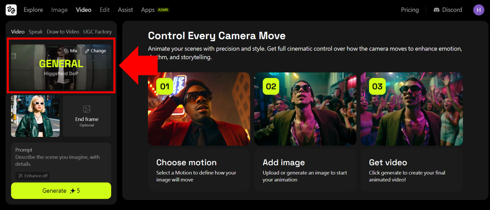 Higgsfield AI影片生成教學