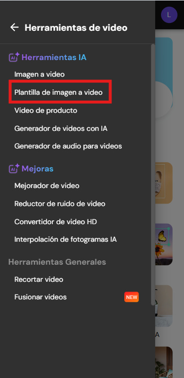 interfaz de MyEdit para animar imagenes con IA