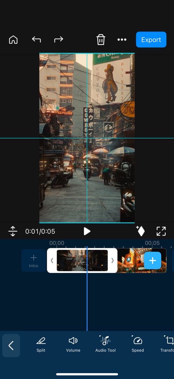 PowerDirector App Resize TikTok Adjust Frame Crop Center Subject