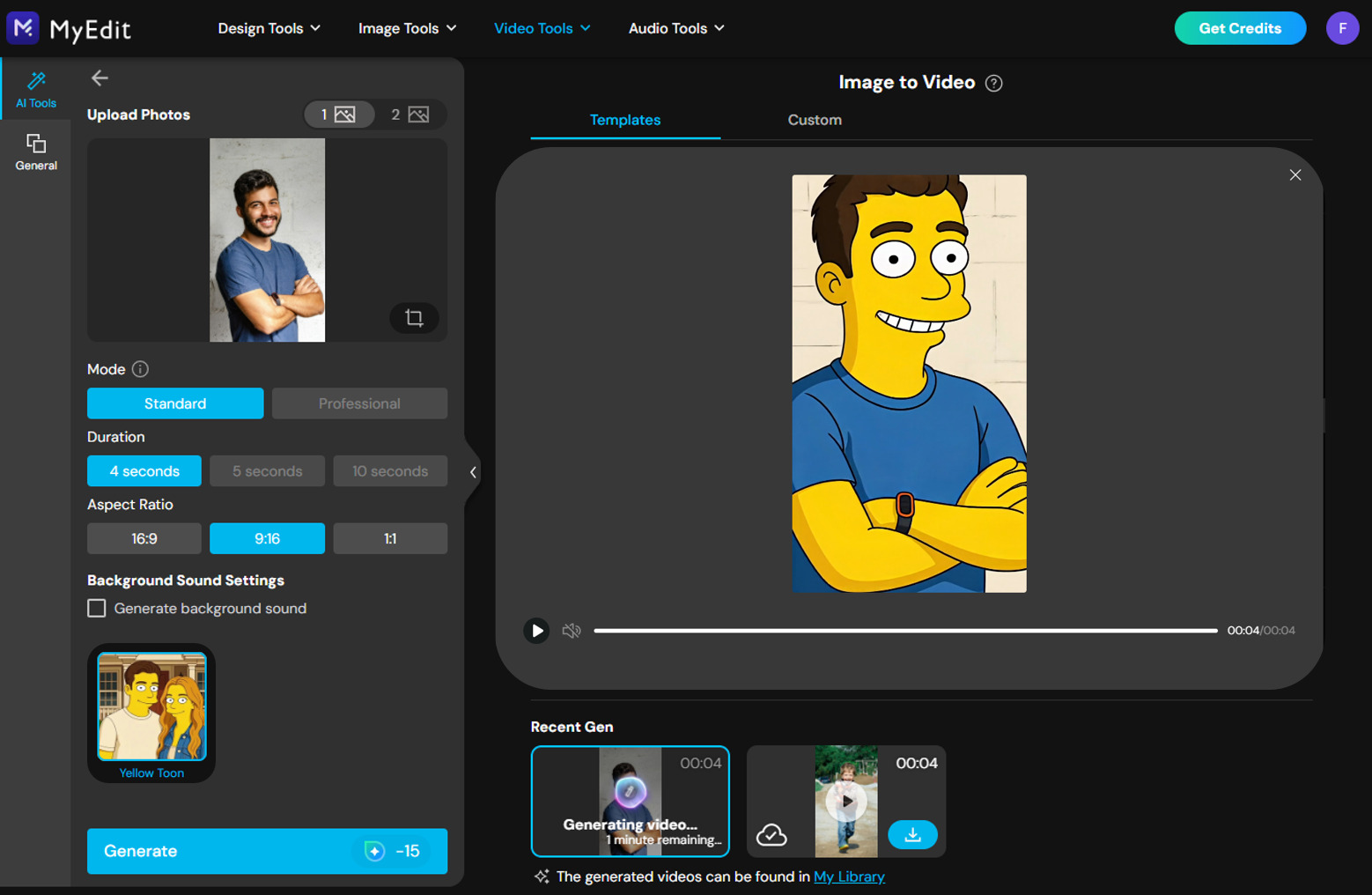 Animate a photo online with MyEdit