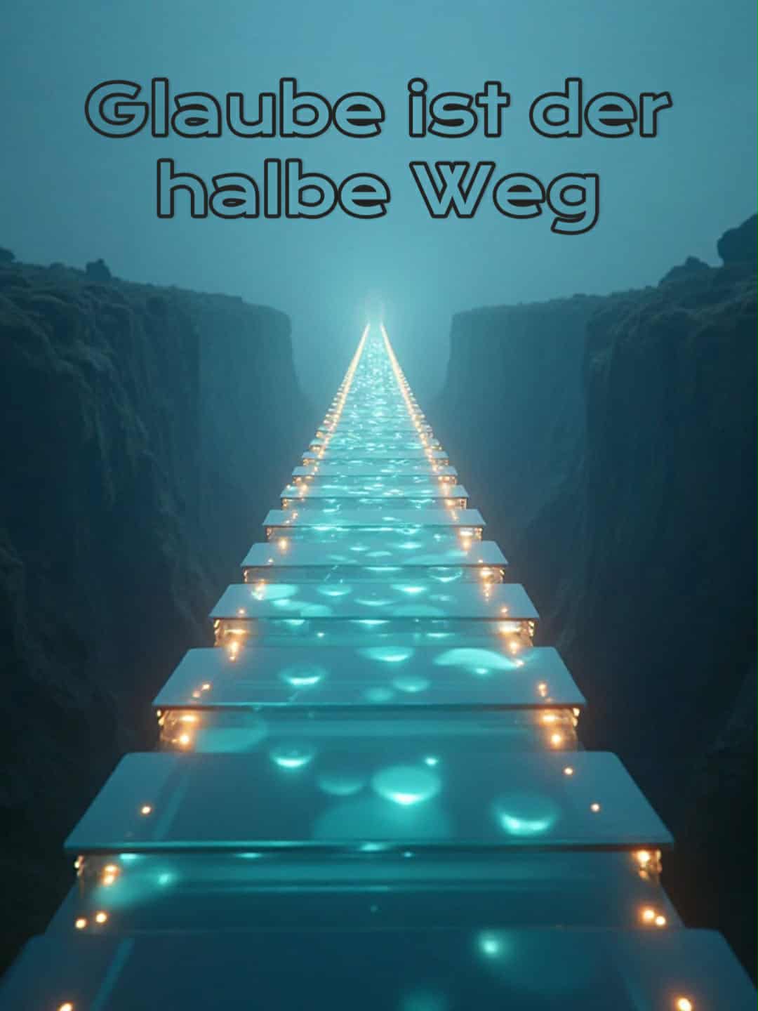 Motivationsbild mit Spruch: 'Glaube ist der halbe Weg'