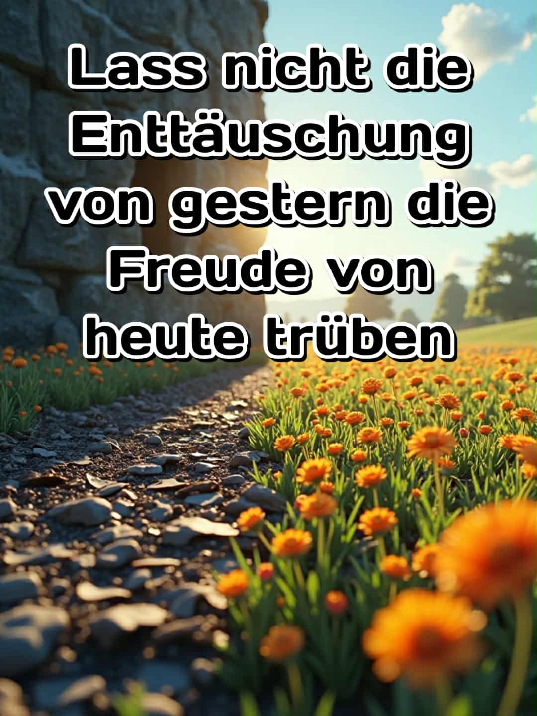 Motivationsbild mit Spruch: 'Lass nicht die Enttäuschung von gestern die Freude von heute trüben.'