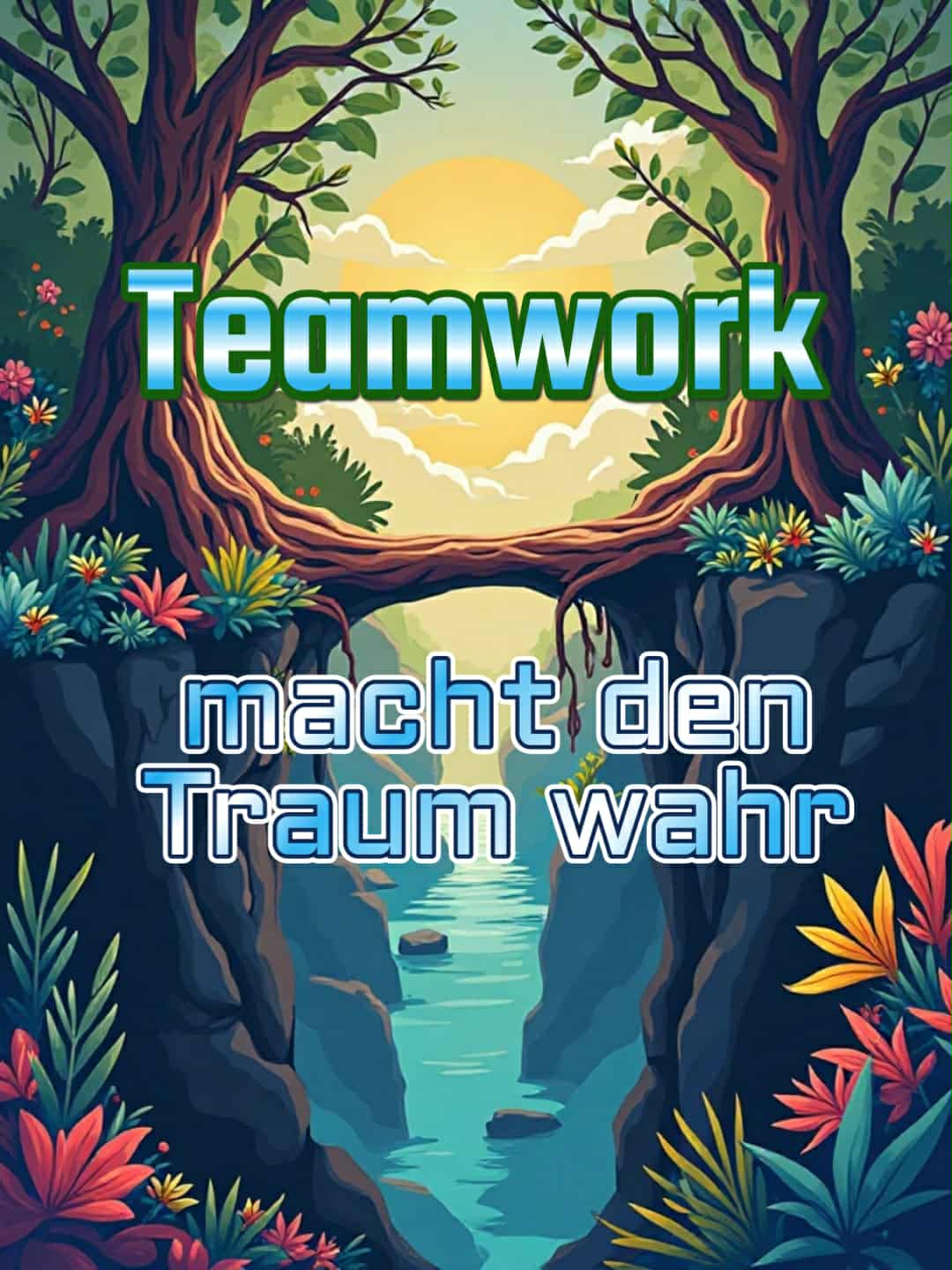 Motivationsbild mit Spruch: 'Teamwork macht den Traum wahr.'