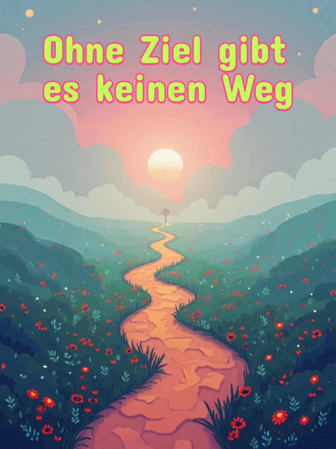 Motivationsbild mit Spruch: 'Ohne Ziel gibt es keinen Weg.'