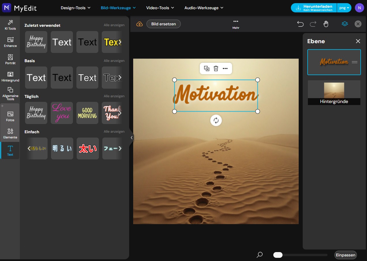 MyEdit - Motivationssprüche gestalten