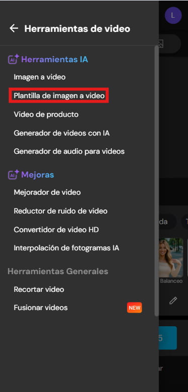 Interfaz de la herramienta de video de MyEdit
