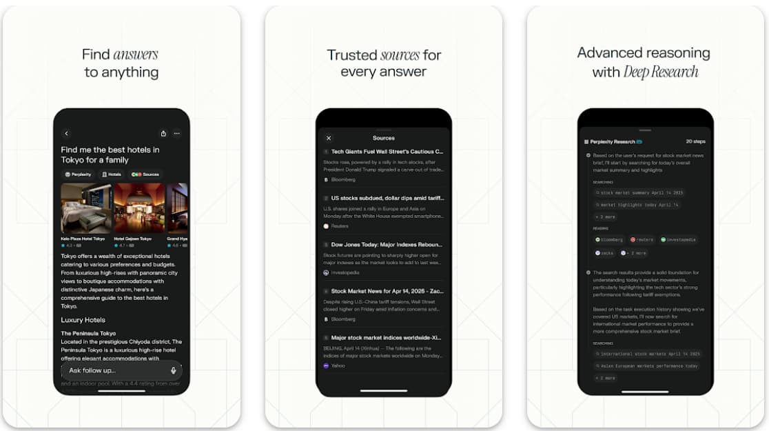 Oberfläche von Perplexity AI