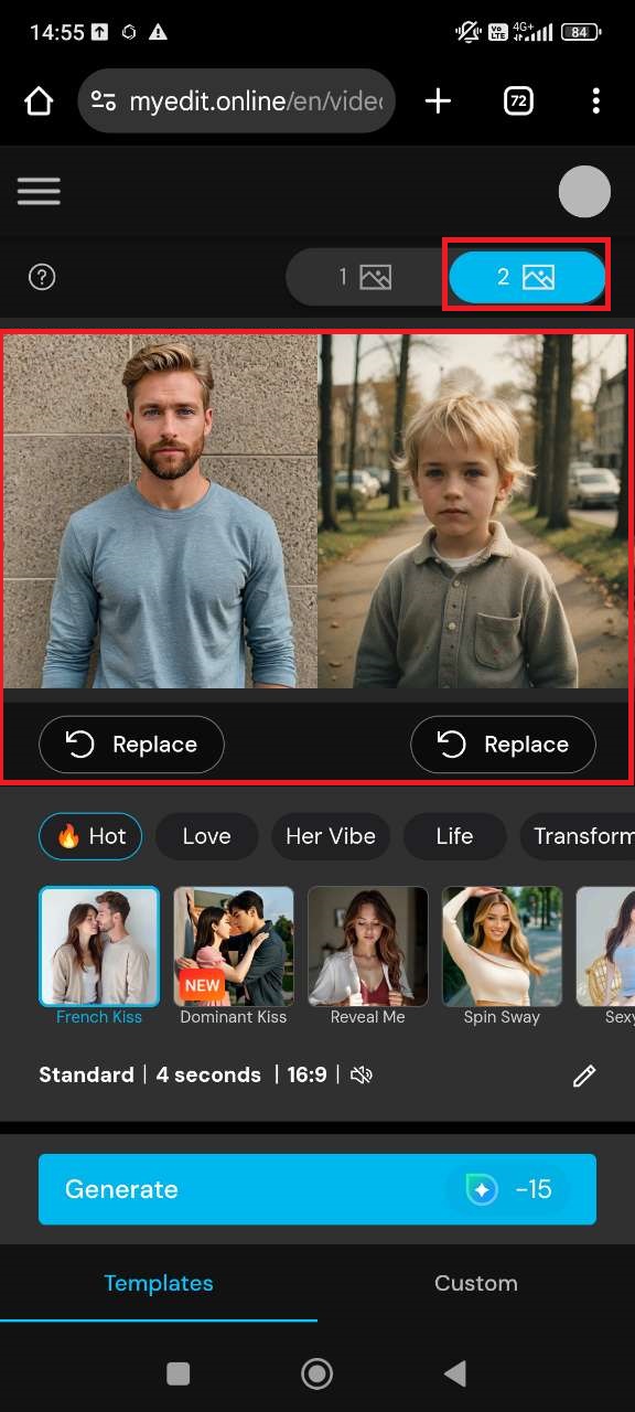 Upload adult and childhood photos to MyEdit