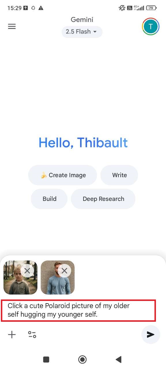 Gemini Hug My Younger Self prompt example