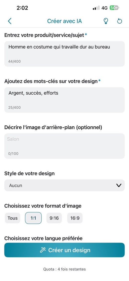 Créer une image avec citation argent - Etape 1