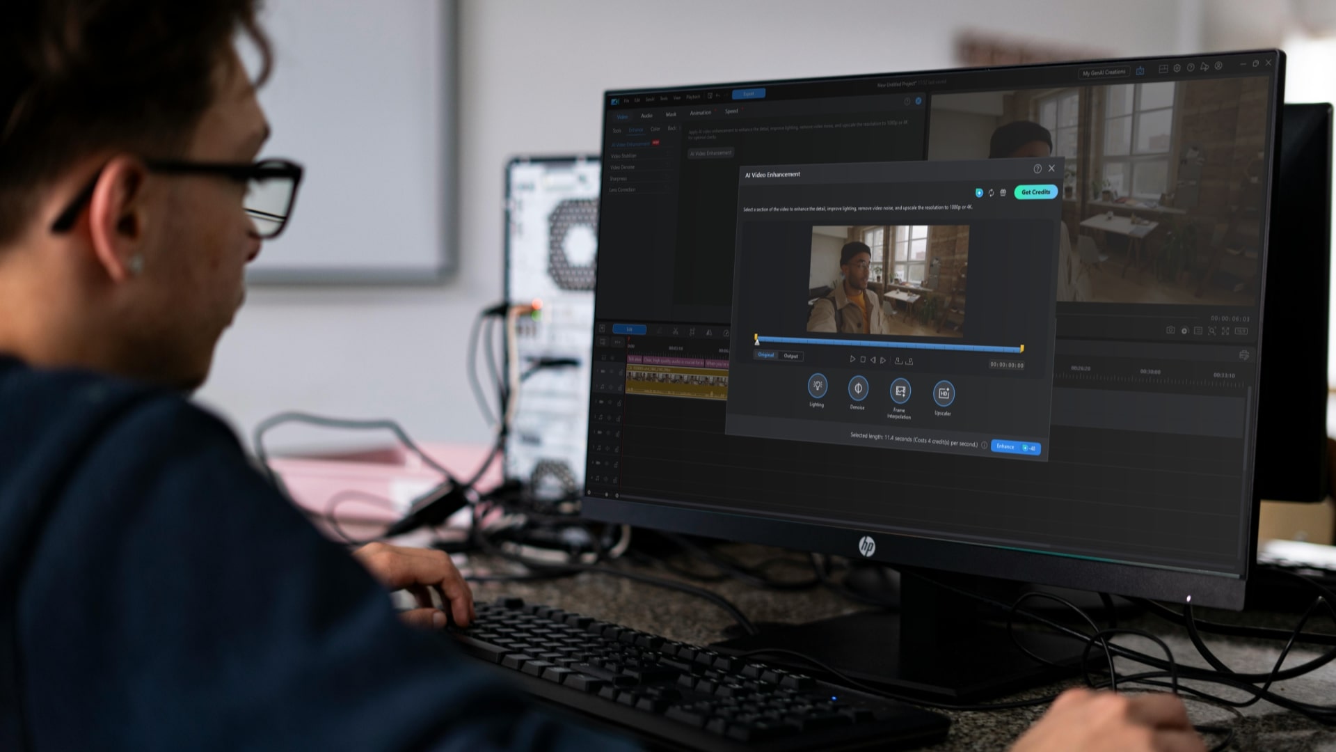 Old SD video being restored to HD on a laptop using video editing software