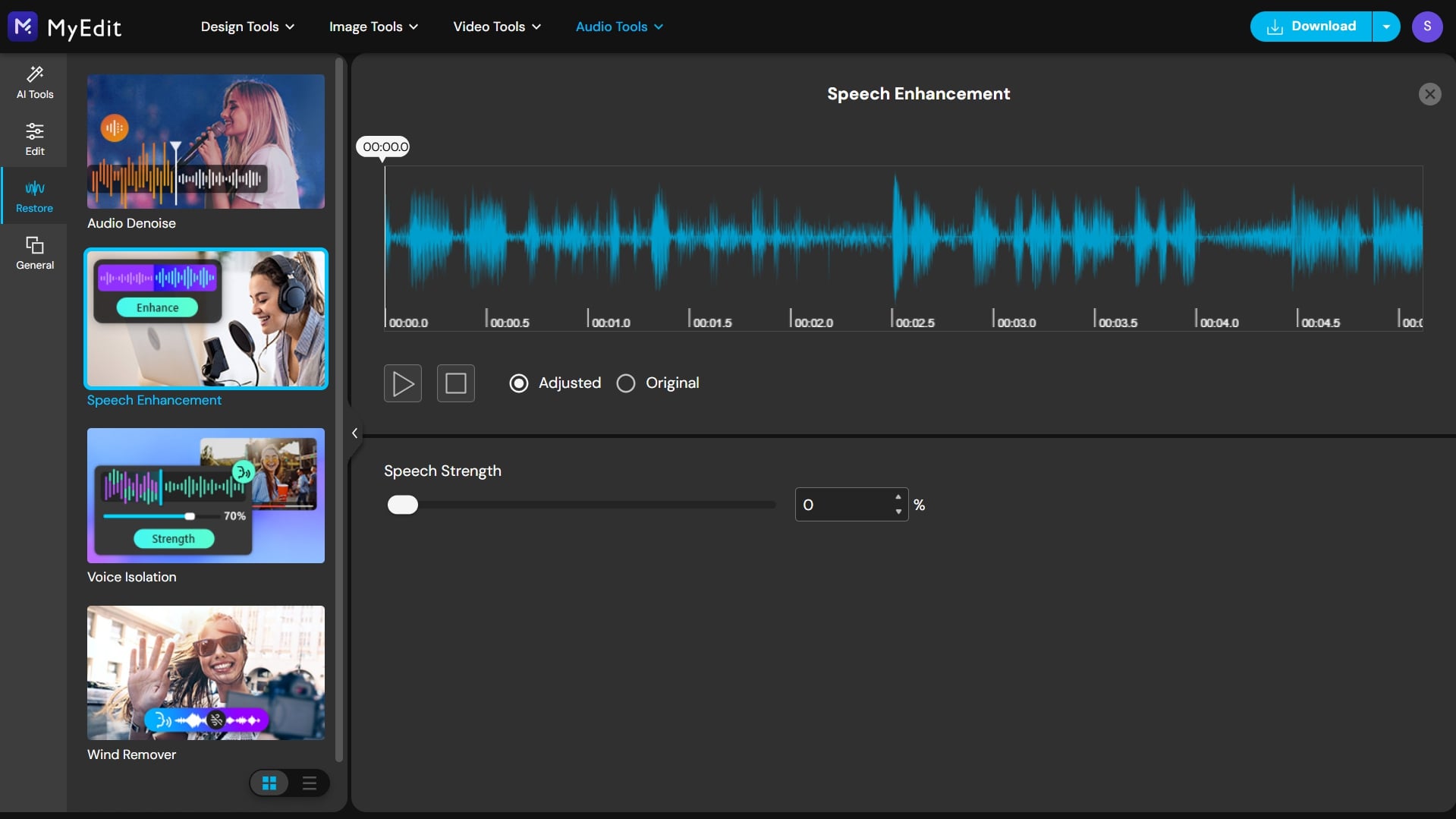 MyEdit AI Speech Enhancement Add the Audio