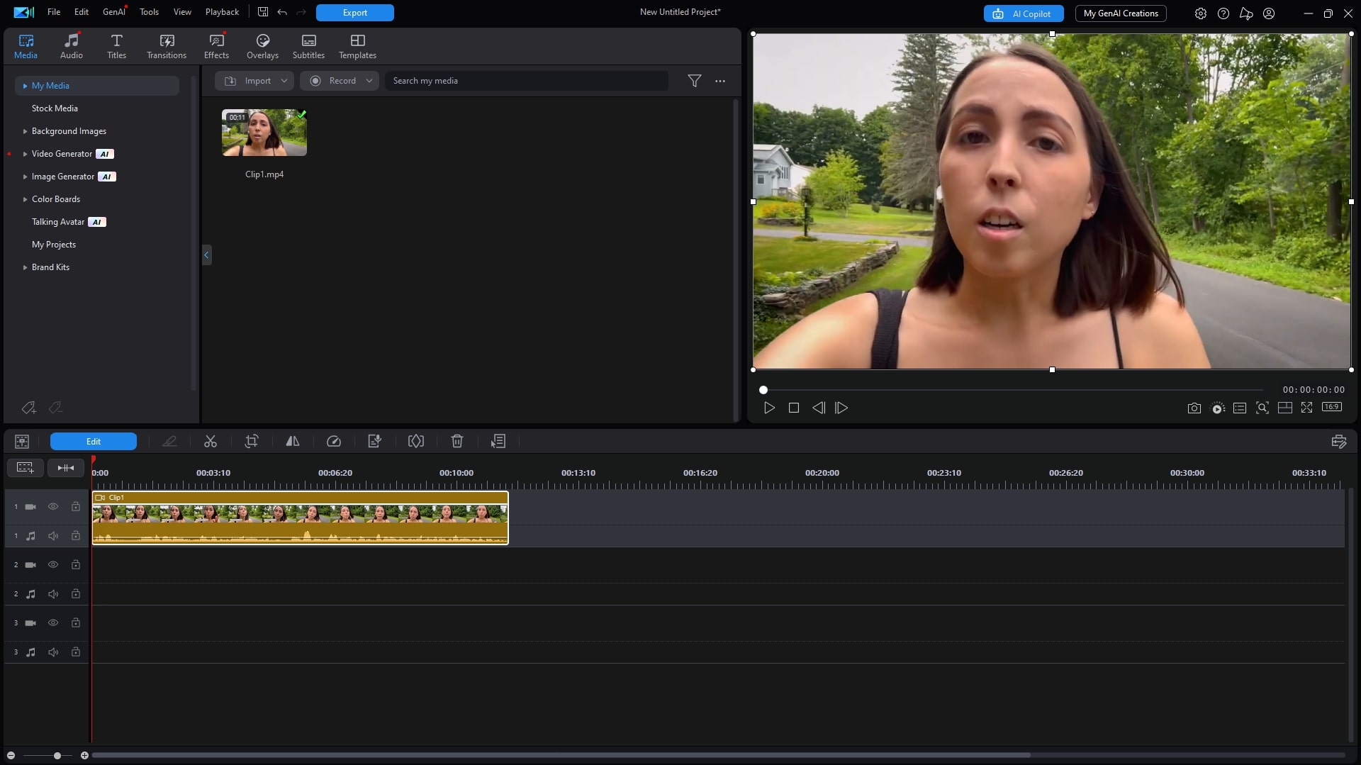 PowerDirector AI Speech Enhancement Add Video or Audio to Timeline