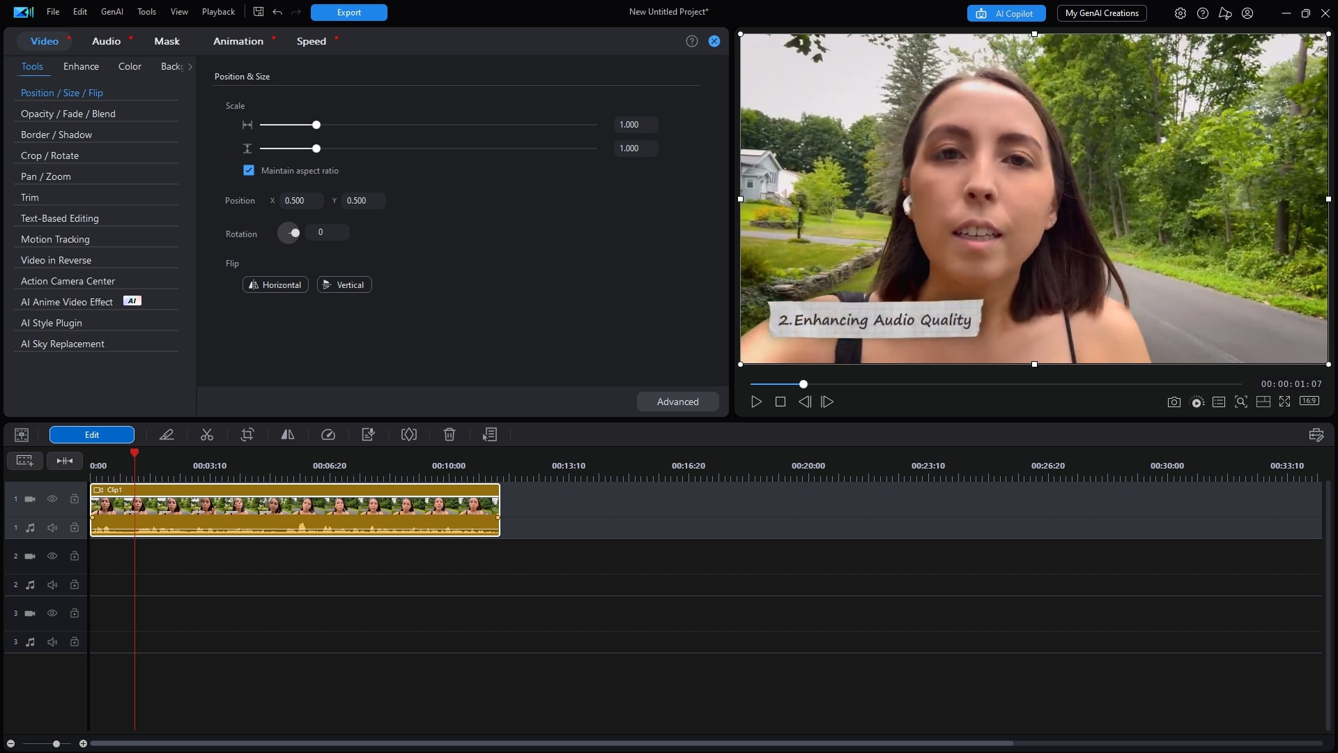 PowerDirector AI Speech Enhancement Clip Quick Editing