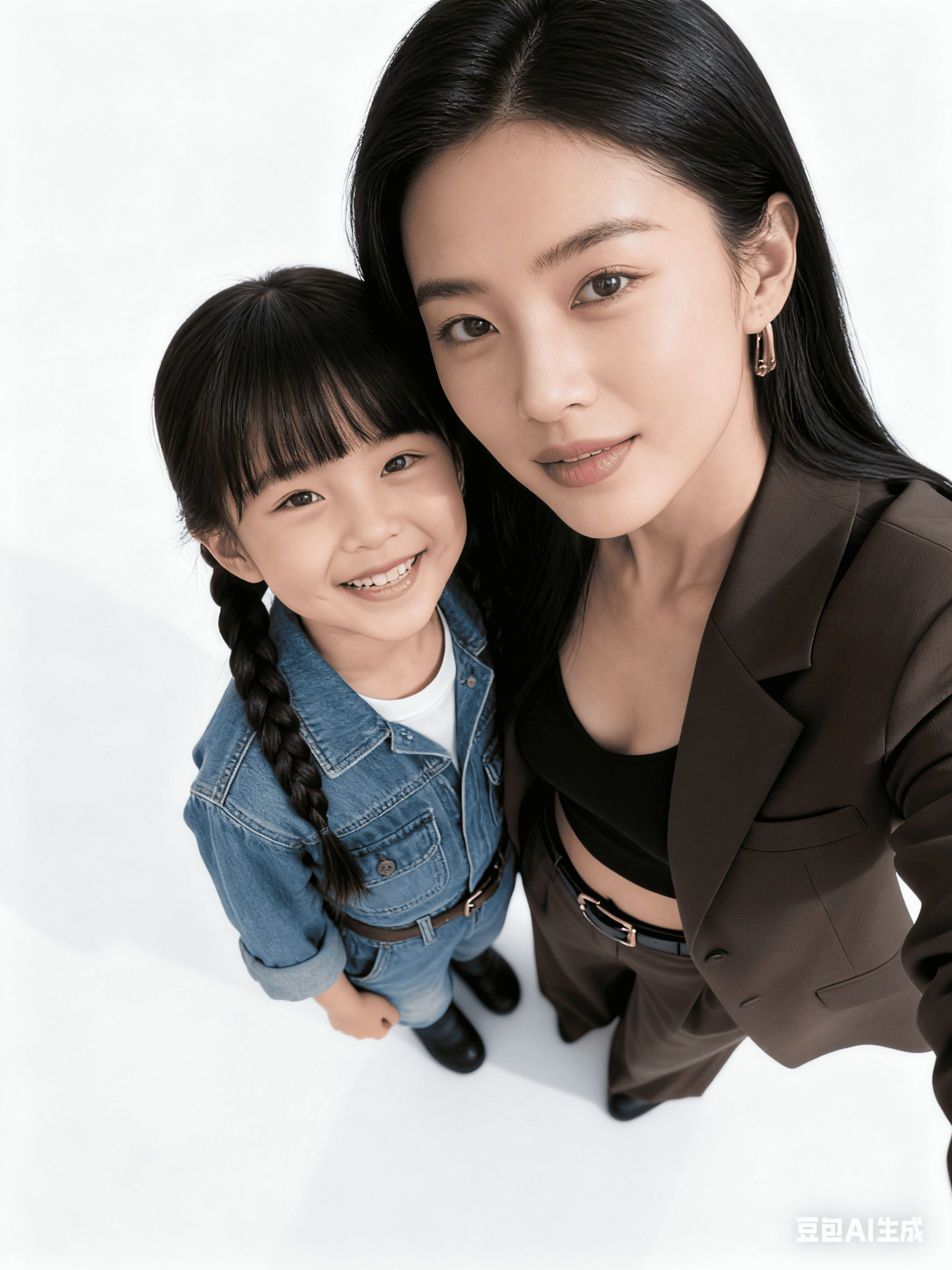 AI 小時候合照:白背景高角度