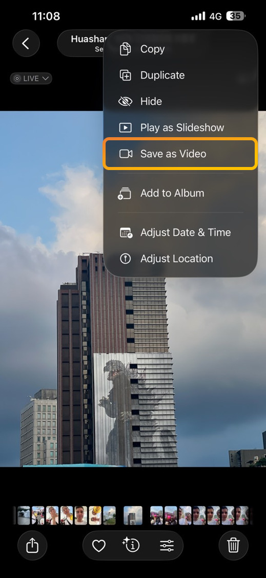 Tun live photos to videos Iphone