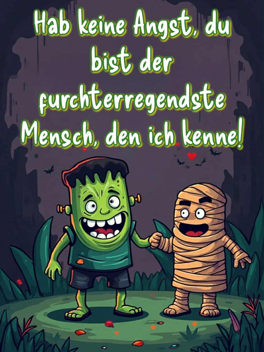 Halloween-Bild mit Spruch: 'Hab keine Angst, du bist der furchterregendste Mensch, den ich kenne!'