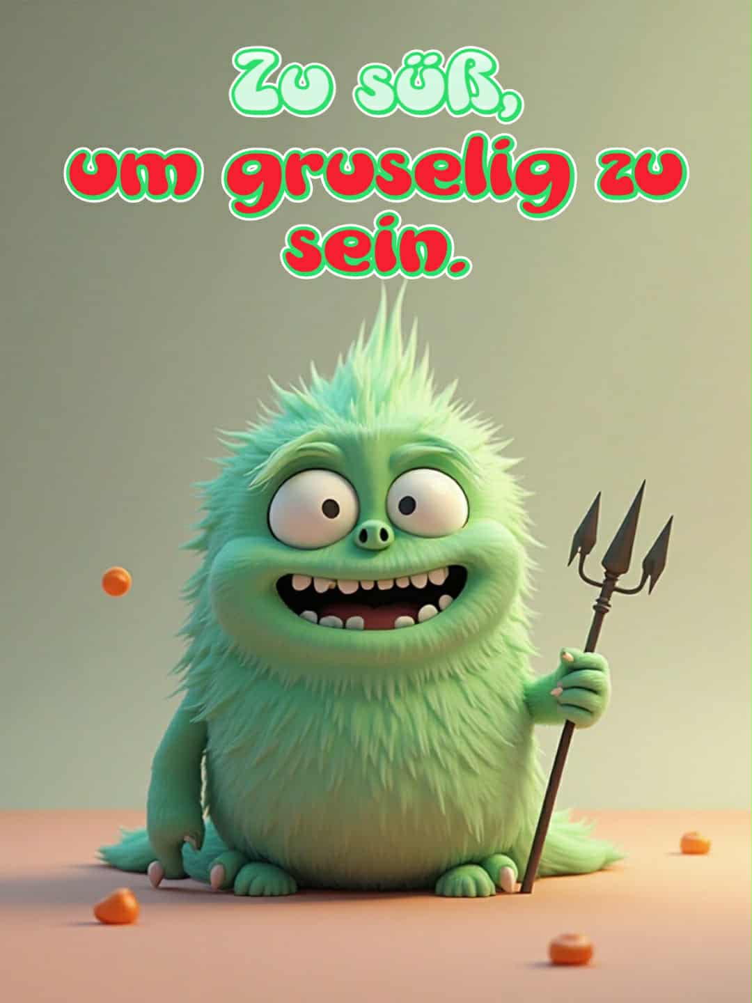 Halloween-Bild mit Spruch: 'Zu süß, um gruselig zu sein.'