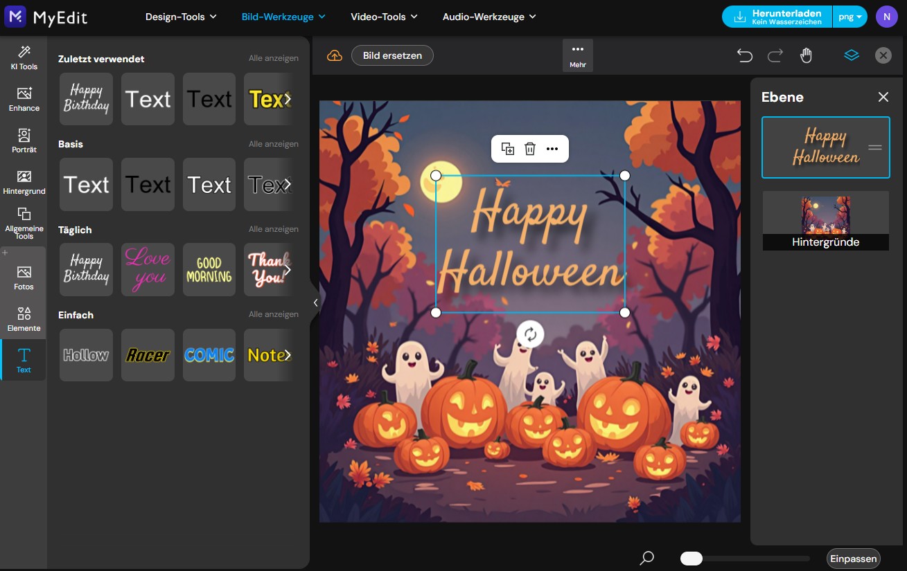 MyEdit - Halloween-Sprüche gestalten