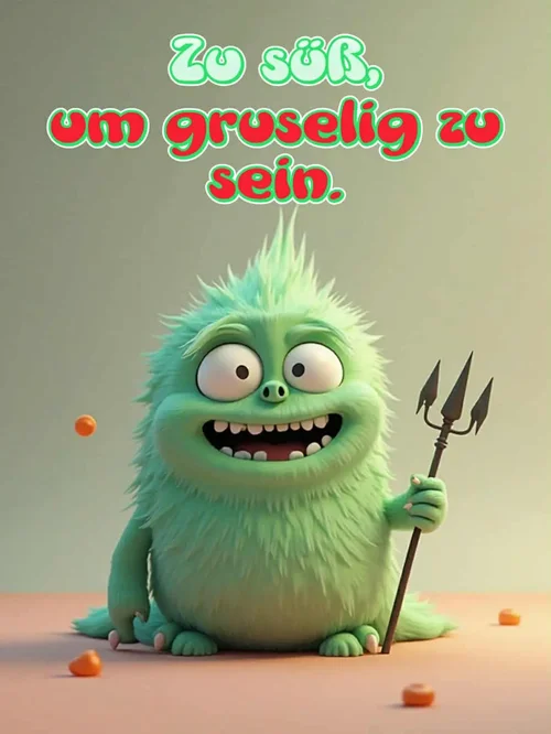 Halloween-Bild mit Spruch: 'Zu süß, um gruselig zu sein.'