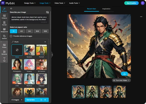 MyEdit - KI-Bildgenerator für Demon Slayer Bilder