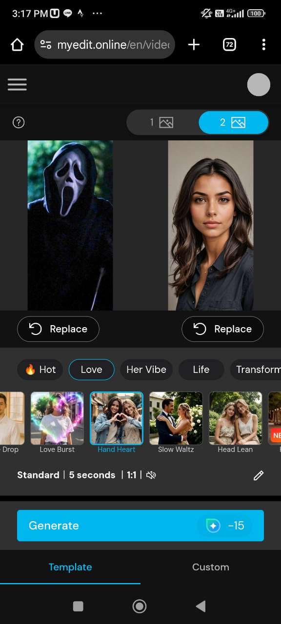 Upload two images to MyEdit