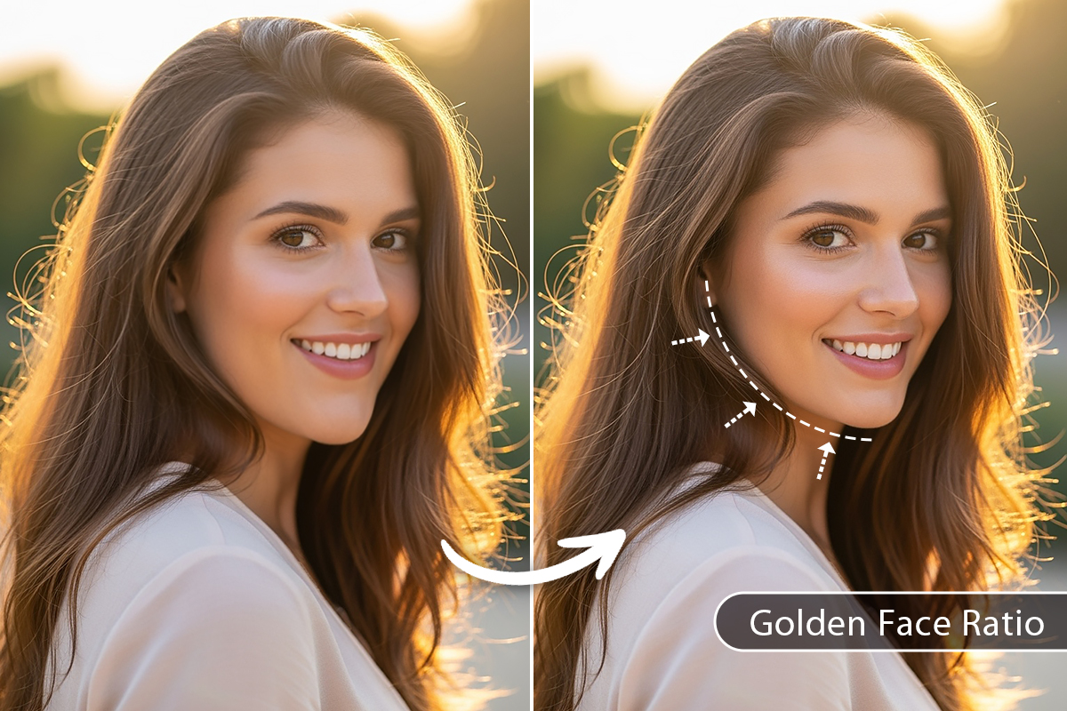 Beautify with Golden Ratio Face Filter in PhotoDirector AI