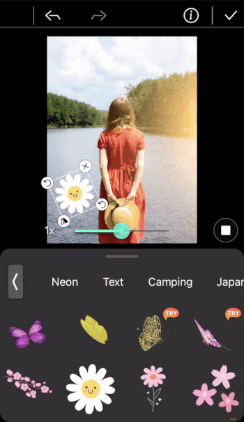 Use the best photo editor app PhotoDirector Mobile to add animated stickers to your photos