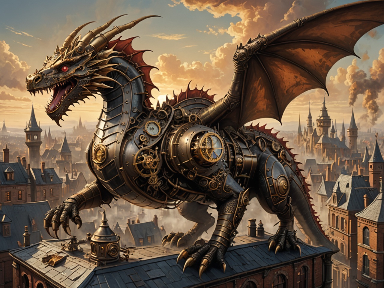 7 Best AI Dragon Ideas - Steampunk Mechanical Dragon