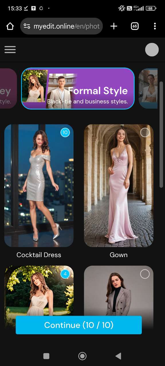 Select outfits in AI Outfit Tool
