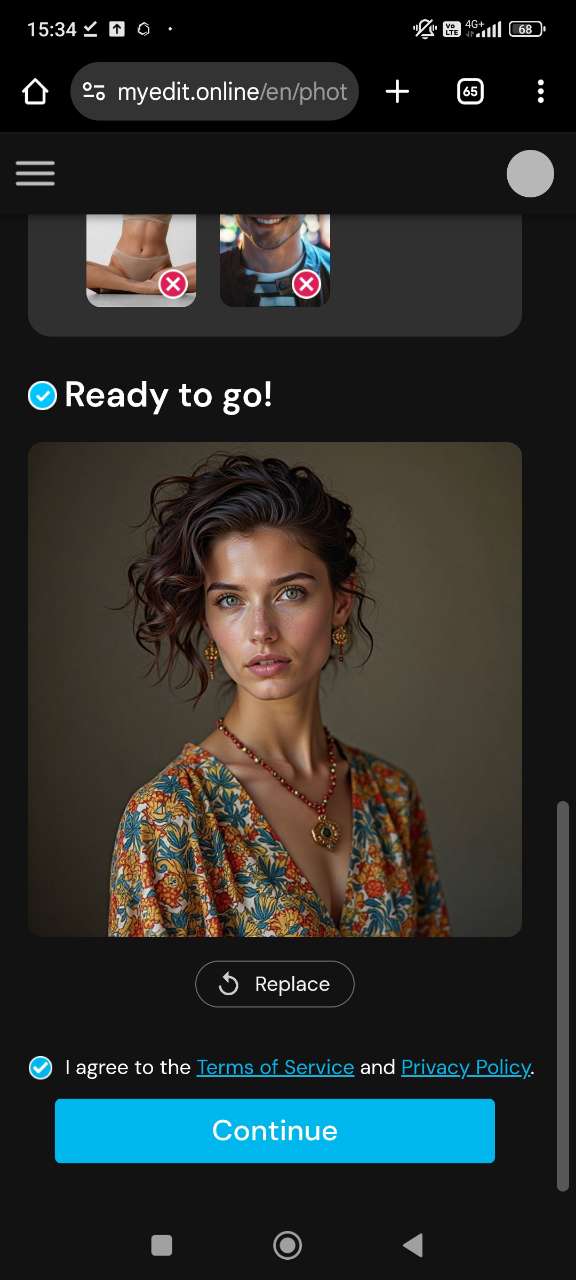 Import your portrait for AI Outfit Tool
