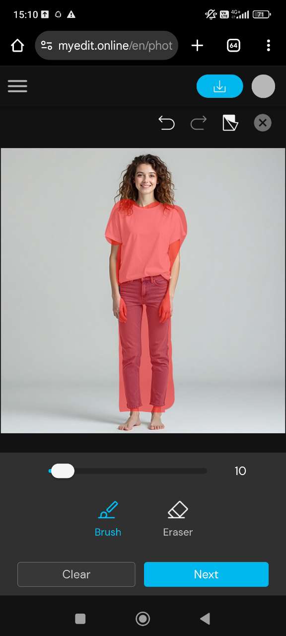 Highlight clothing area to edit clothes in photo