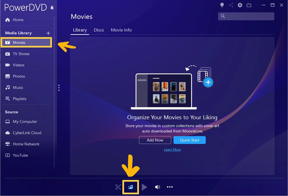 PowerDVD - Open DVD/Blu-ray Folder