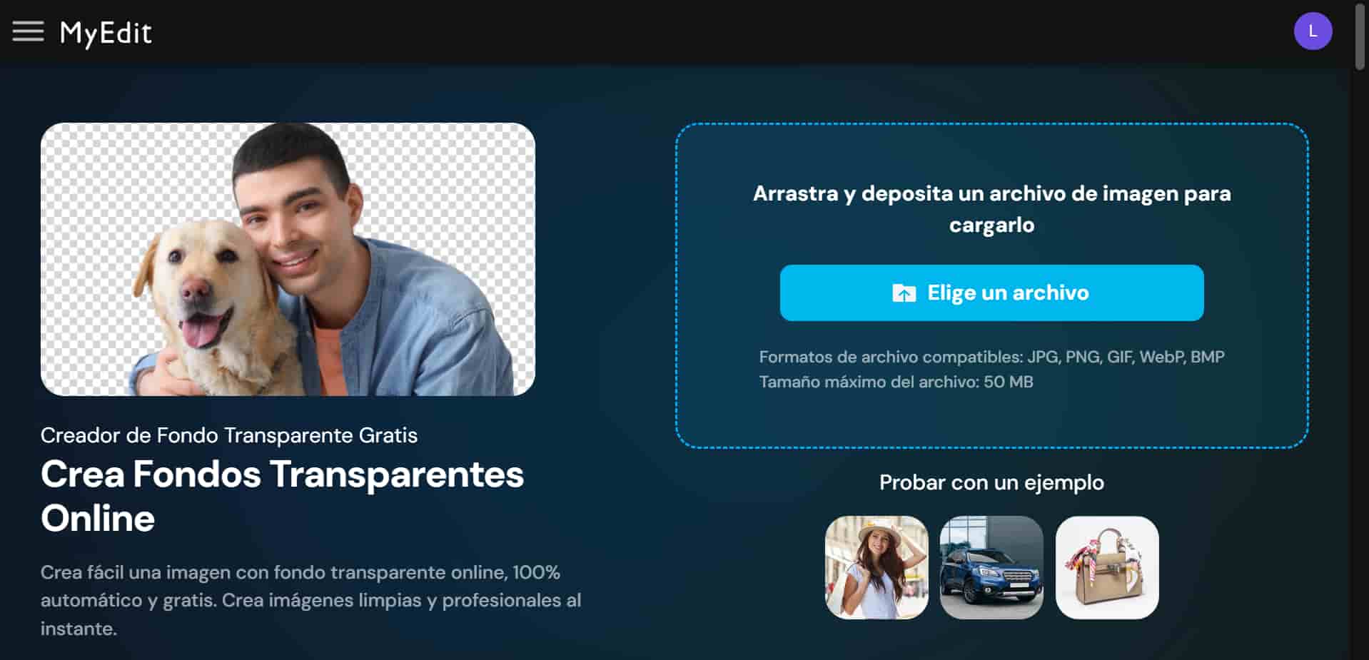 Herramientas de edición de imagen de MyEdit