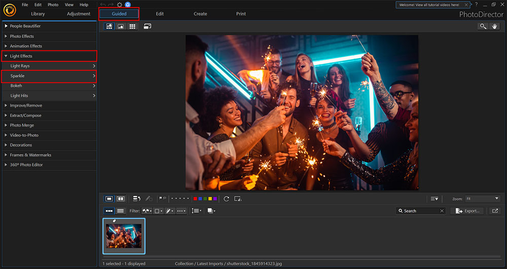 PhotoDirector - Sparkle Effect