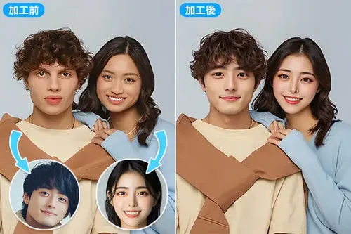 PhotoDirector AI 顔入れ替えのサンプル