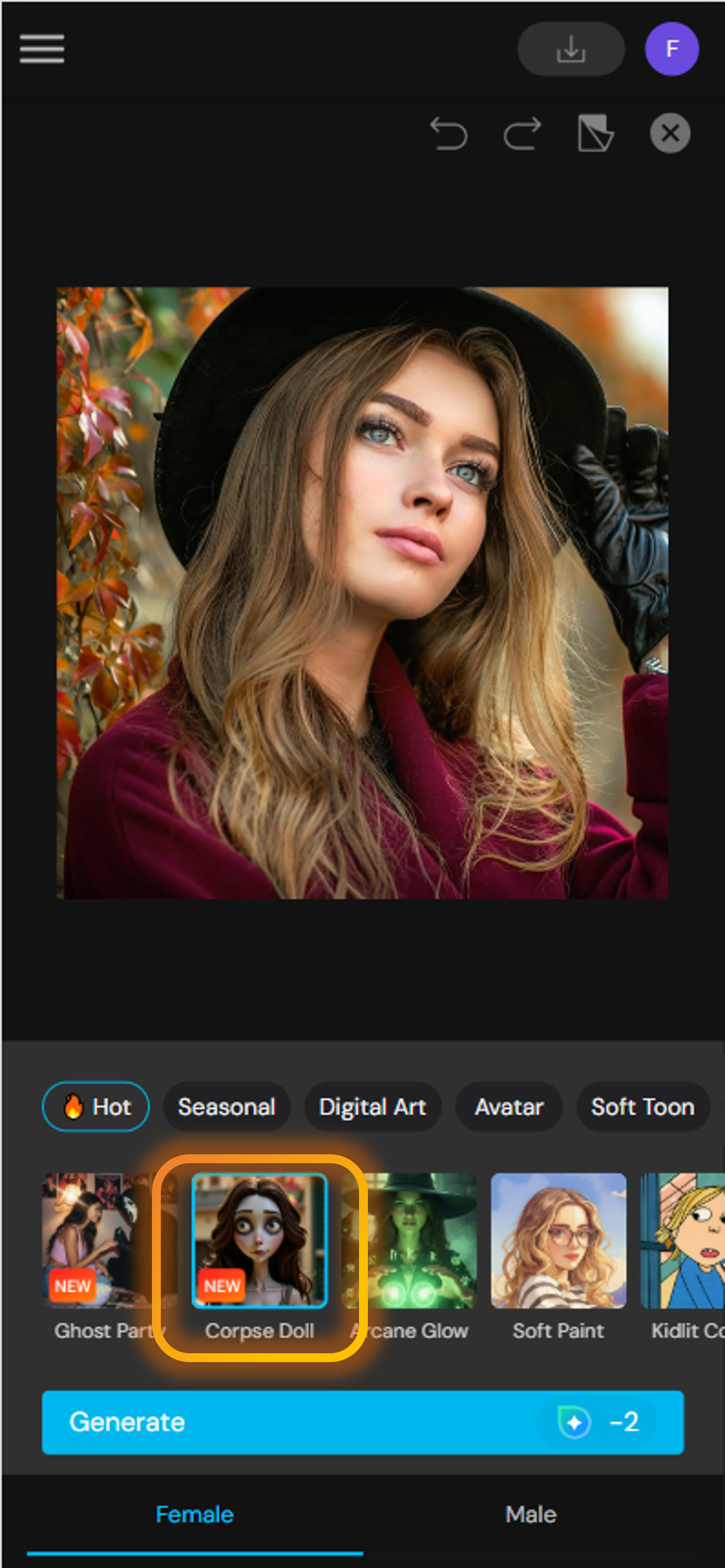 MyEdit - AI Tim Burton Portrait Filter - Step 2