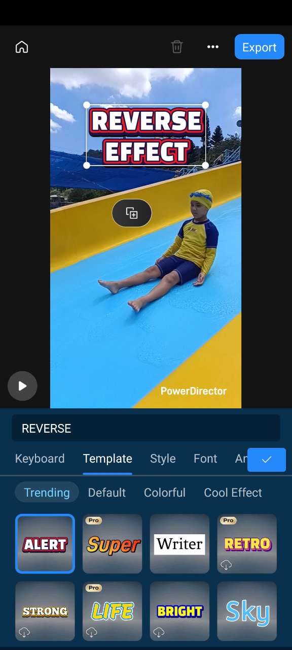 Add effects to reversed video in PowerDirector