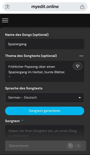 Mit dem Songtext-Generator neue Lyrics erstellen