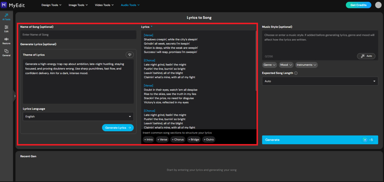 Turn your lyrics into a rap song with AI